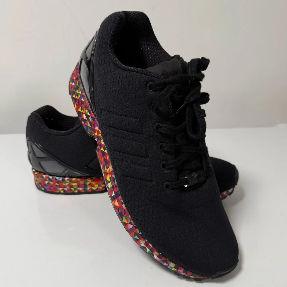 Black Adidas Sneakers with colorful sole